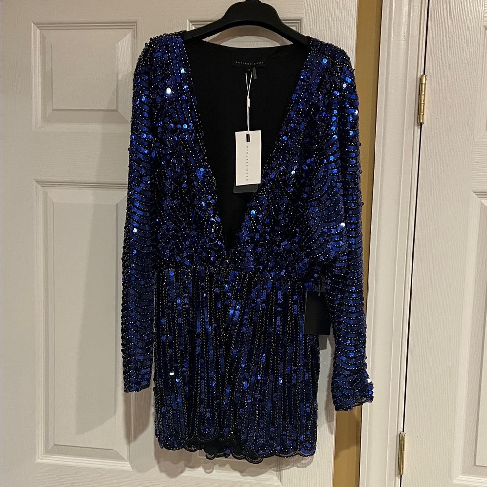Blue Sequin Mini shorts one piece